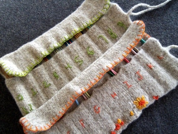 PDF Pattern for Hand Knit Felt Needle Organizer/ 2 sizes: