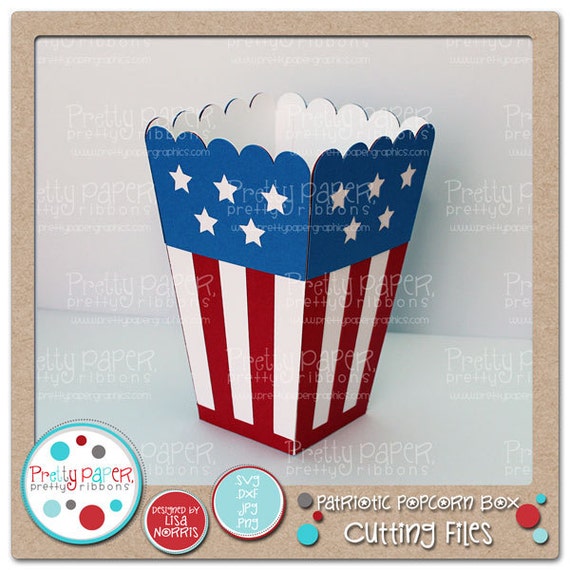 Download Patriotic Popcorn Box Template Cutting Files Instant