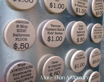 Set of (15) Chore Magnets: Custom Chore Chart System