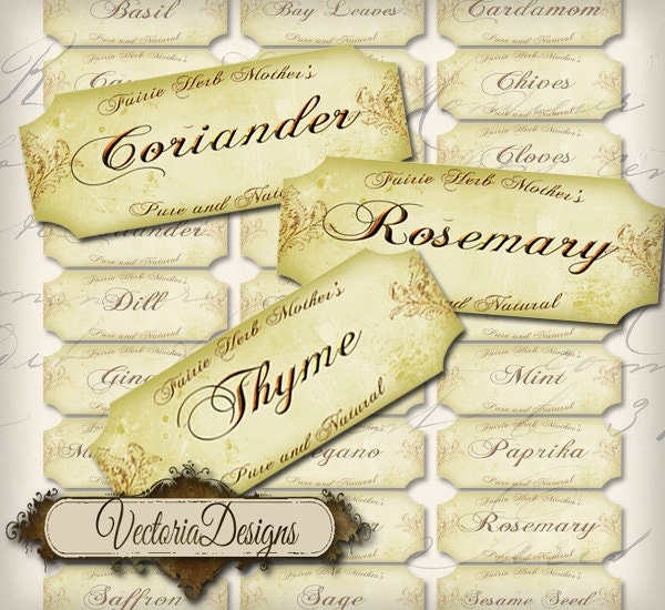 Herb and spice labels to print