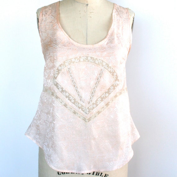 Cropped Tank Top Lingerie Silk Camisole Lace / Pastel Pink
