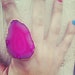 Fuschia Agate Slice Ring // 18k Gold Leaf // Jewelry