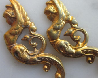 Mythical Winged Mermaid Brass Finding
