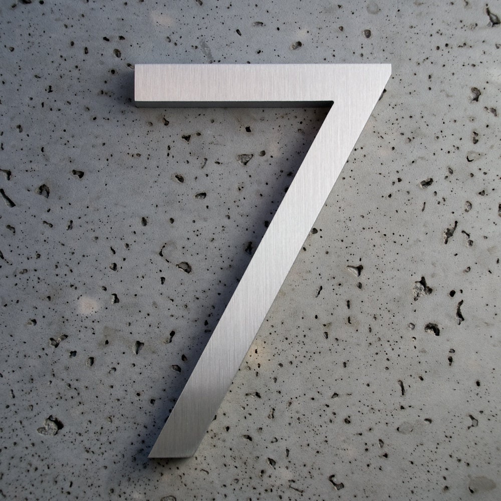 Modern House Numbers Aluminum Modern Font Number Seven 7