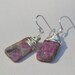 Ruby In Zoisite Stone Earrings, Silver wire wrapped and Hook