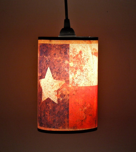 Texas Flag Vintage / Rustic Western Style 5in Pendant Light