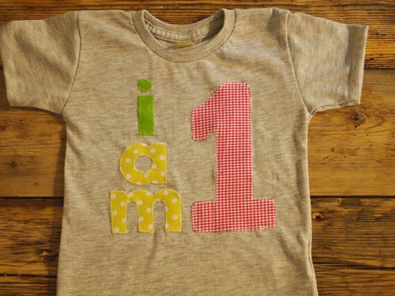 I AM 1 Girls Birthday Shirt Pink lime yellow Organic Shirt Blend first birthday second etc Il_570xn