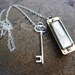 Real working harmonica necklace with skeleton key charm
