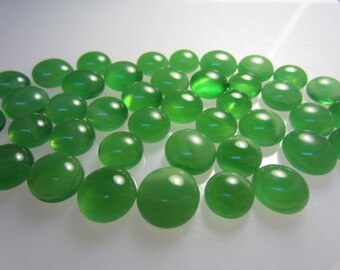 Kiln Formed Translucent Green Glass Cabochons 40 Pieces (C365)