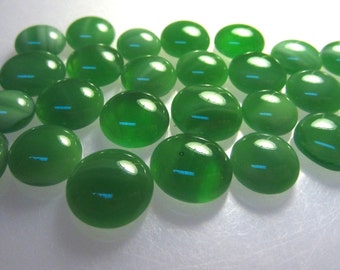 Kiln Formed Translucent Green Glass Cabochons 27 Pieces (C367)