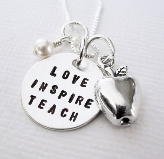 Teacher Gift Apple Charm Sterling Silver by PatriciaAnnJewelry