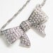 Vintage Clear Rhinestone Bow Necklace Choker, 60s