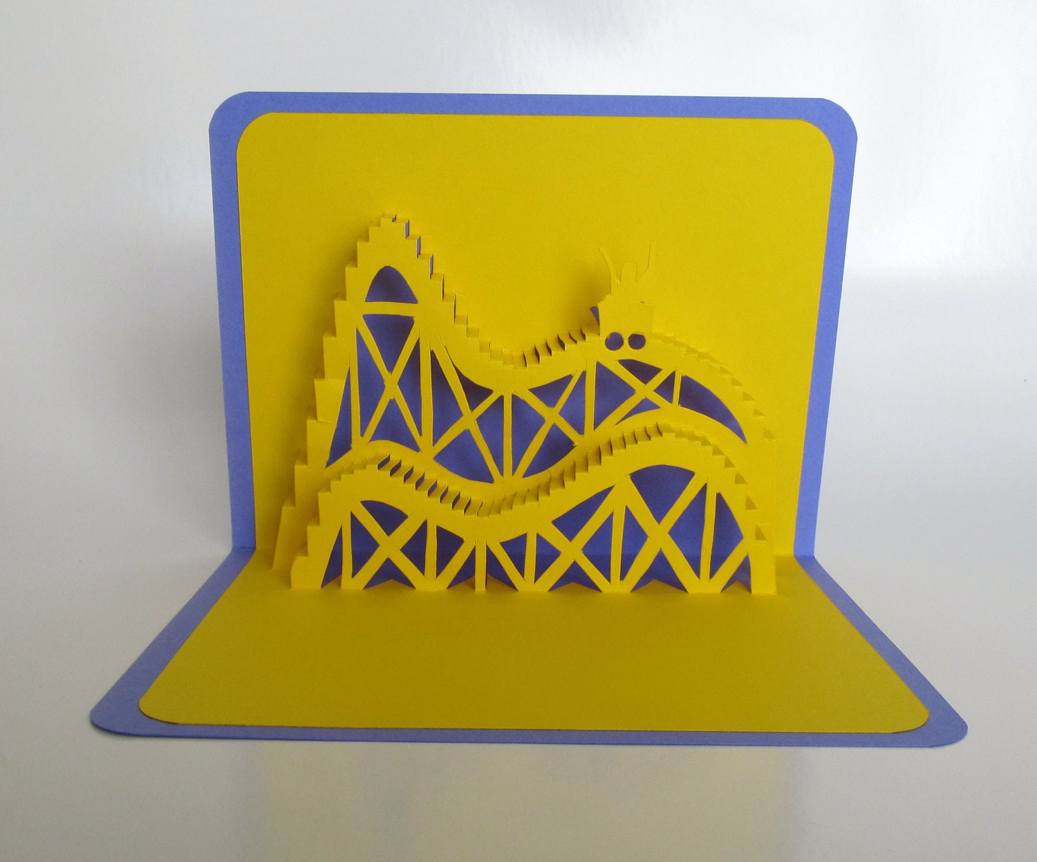 ROLLER COASTER 3D Pop Up Card. Greeting Card Birthday