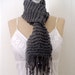 Gray Handmade Knit Scarf with Small Sequin Accenting and Fringe