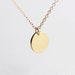 Tiny Gold Dot Necklace - gold disc circle with dandelion charm on 14k gold filled chain