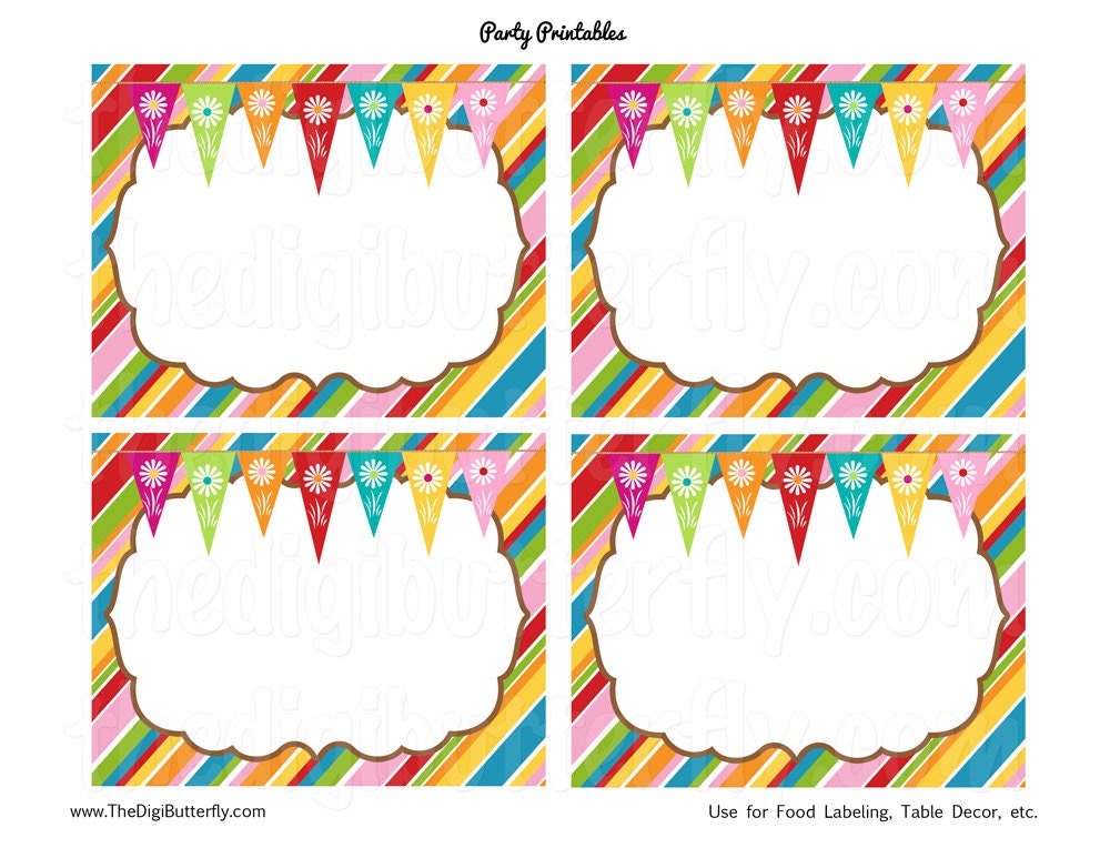 Fiesta Party Party Labels Diy Party Printables Instant