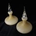 Gorgeous Art Deco Custard Glass Perfume Pair Hand Blown Flame Stopper
