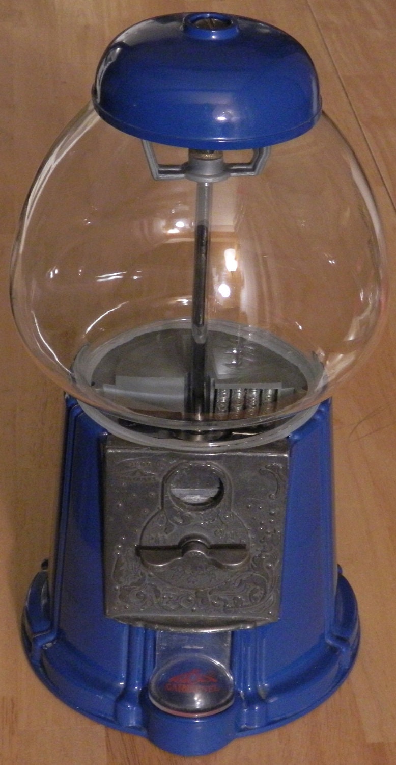 Rare Blue Carousel Gumball Machine 1985 WORKS GREAT Free