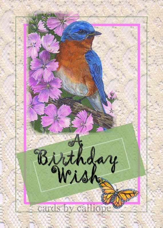 Bluebird Birthday Card by CardsByCalliope on Etsy