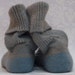 KNITTED WOOL SOCKS - 23cm foot - Stunning dove blue and oatmeal - hand cranked and finished.