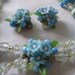 Vintage Plastic Blue Forget Me Nots Flower Necklace and Earring Set