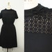 1960s wool dress / CROCHET Bow detail / wool knit dress / 44" Bust 38" Waist