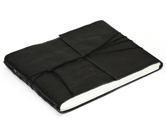 Modern Black Leather Journal or Leather Sketchbook, Large Sized, Handbound Photo Album