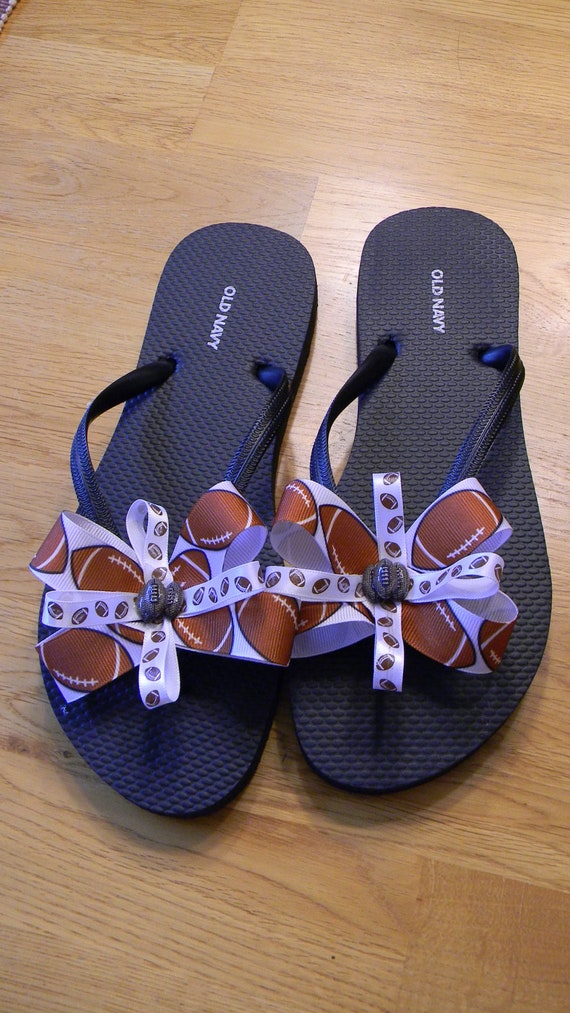 Items similar to Custom Order Football Flip Flops Women's Size 8 on Etsy