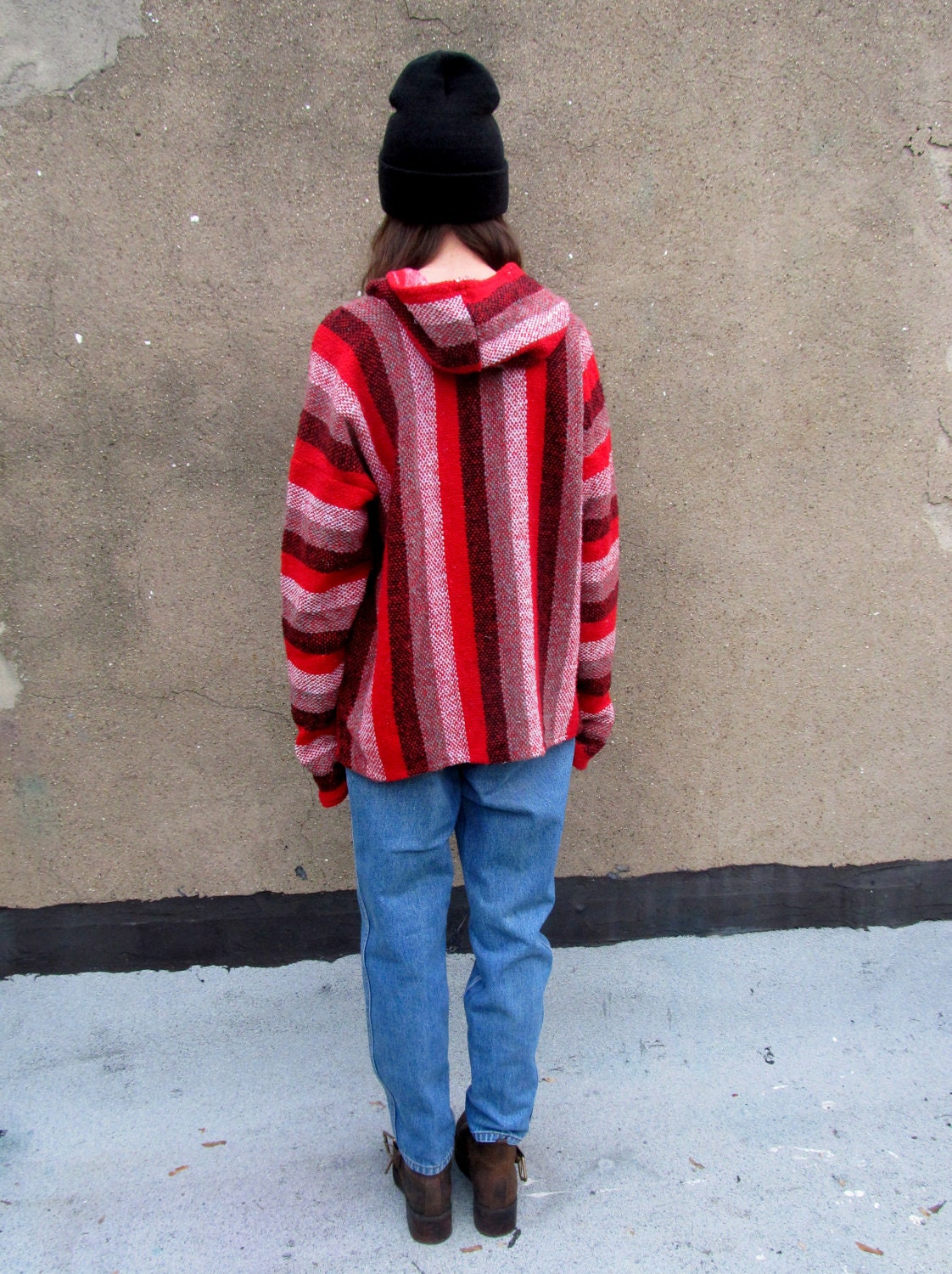 BAJA Red Mexican Drug Rug Hippie Stoner Hooded Hoody