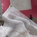 White Vintage Handkerchief All Linen With Tag Made In Hong Kong With Leaf Pattern