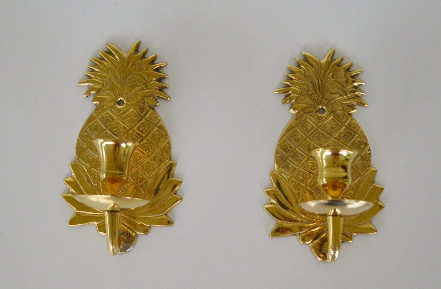 Vintage Brass Pineapple Candle holders Wall Sconce Candle