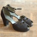 r e s e r v e d vintage NOS 1940s shoes / 40s navy blue suede platforms / size 6.5
