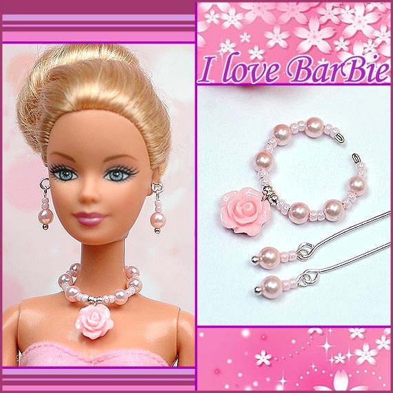 Barbie Doll Jewelry Set Barbie Necklace And Earring By Sinogem