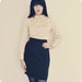 Cream Blouse with Peter Pan Collar and Square Buttons Womens Size Small