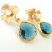 wedding jewelry,montane blue framed glass stone gold plated 925 sterling silver flower post earrings bridal jewelry bridesmaid gift