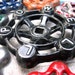 Colorful group of Vintage Valve Handles, Garden decor, Steampunk, Assemblage, Industrial, Collection of 11 Aluminum