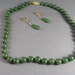 Vintage Jade Necklace and Earrings Gold tone clasp 17 inches long