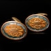 SALE Antique Cufflinks Art Nouveau Deco Edwardian Orange Turquoise Enamel Gilt Brass 1910s-20s