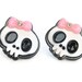Skull Stud Earrings - Light Pink Black White Bow Skull Stud Earrings