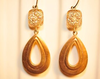 Handmade Vintage Gold and Brass Drop Earrings