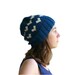 Valentine Teal Blue Hat with Ivory Hearts - Beret - Beanie - Fall Winter Fashion - Women Teens Accessories