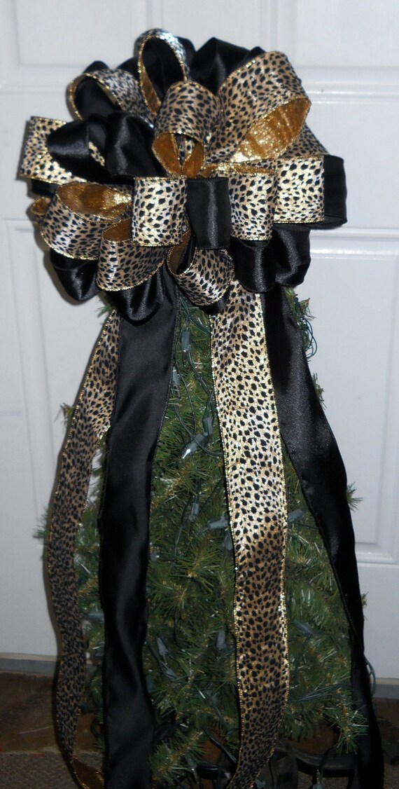 Black Leopard Tree Topper Bow