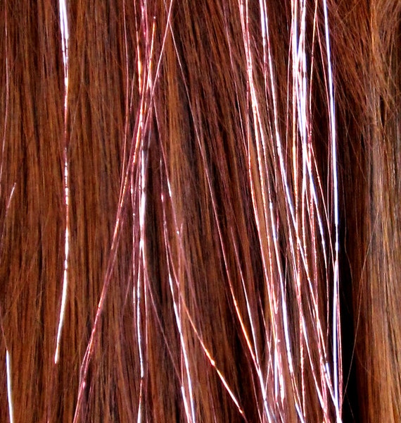 light PINK HAIR TINSEL flairs bling 50 strands of 40 inch