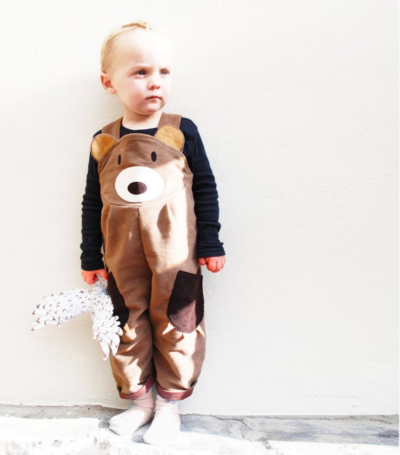 Toddler Boys Bear Dungaree Overalls