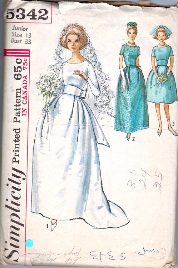 Items similar to Vintage  1960s Wedding  dress  pattern  