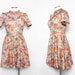 1970s Floral Mini Dress / Vintage 70s Mustard Dress / Small Medium