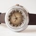 Vintage men's wrist watch Raketa, Soviet watch, olive, brown, silver tones