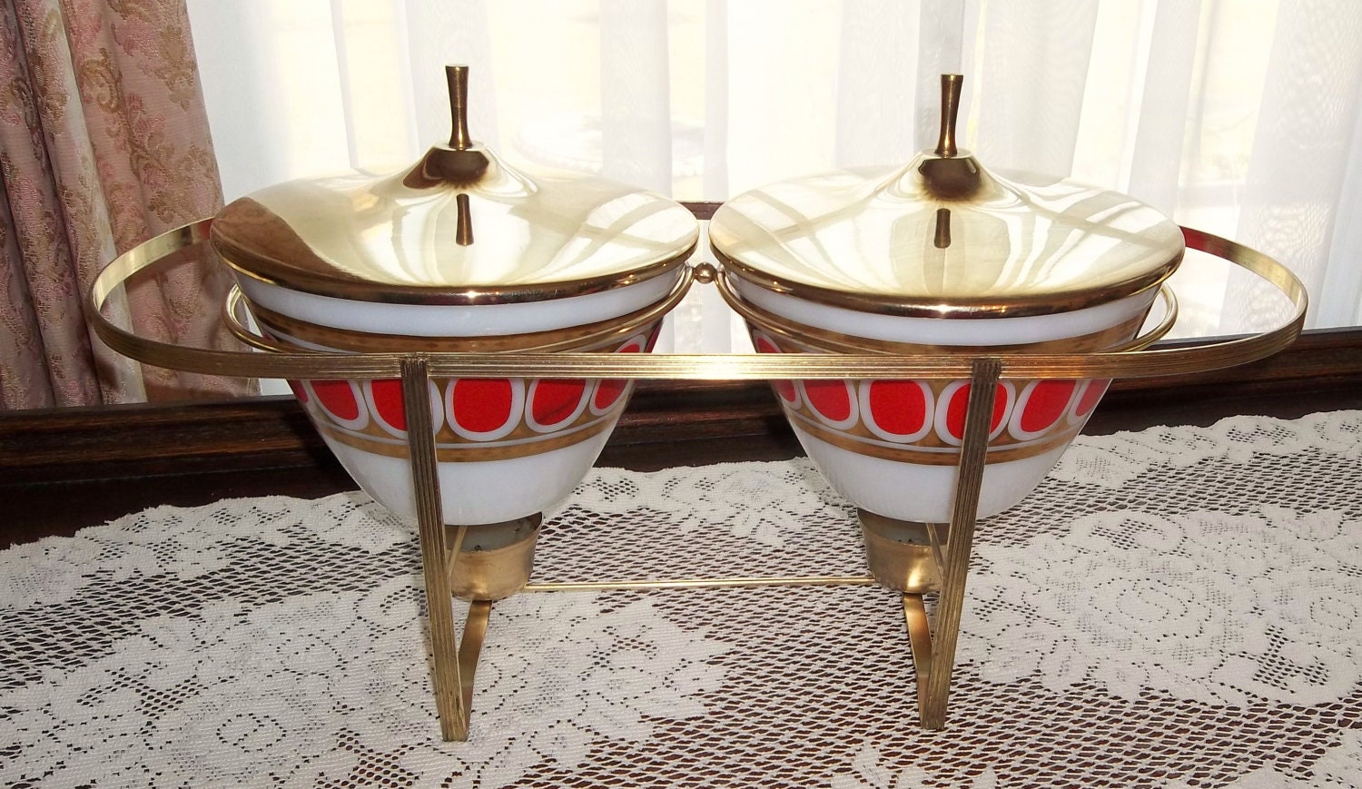 Mid Century Modern Fire King Serving Casserole Bowls Retro