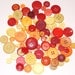 100 Yellow Orange Red Buttons with Holes Round Circular Heart Lot for Sewing Scrapbooking Altered Art Grab Bag
