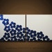 Blue Flower Painting - Royal, Navy, Indigo Blue, Pearl White, Cream, off-white - HUGE 48x24 High Quality Original Sculptural Modern Fine Art